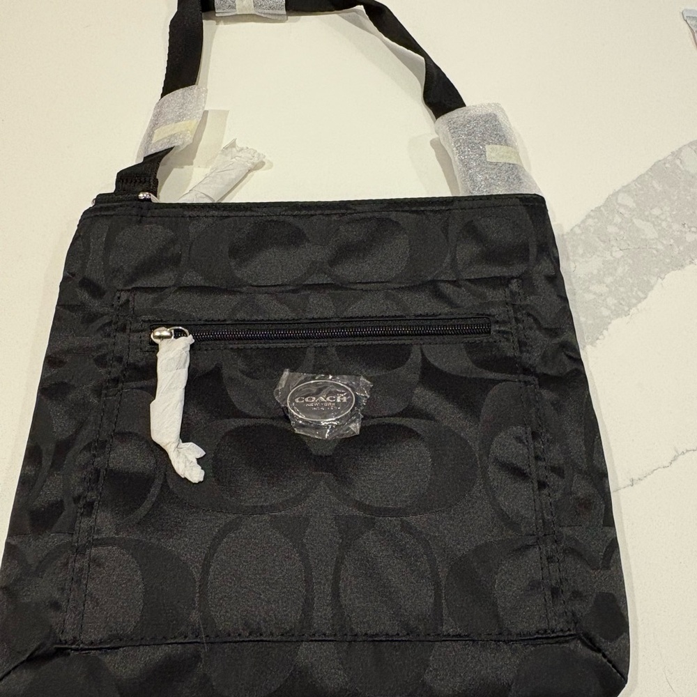 Coach Black Signature Nylon Crossbody Bag